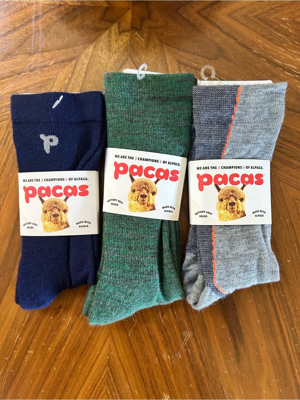 Pacas Men's Alpaca Blend Socks Navy Green Gray (3-Pack)